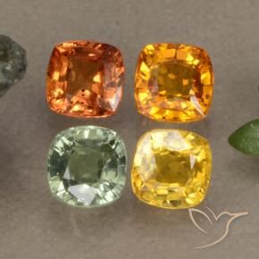 1.90カラットの天然マルチカラーサファイア（4.1×4 mm・クッションカット）