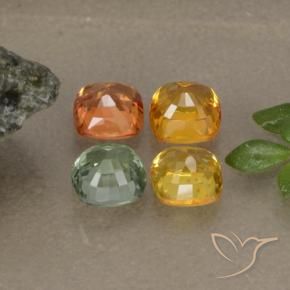 1.90カラットの天然マルチカラーサファイア（4.1×4 mm・クッションカット）