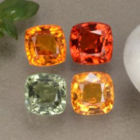 1.99カラットの天然マルチカラーサファイア（4.1×4.1 mm・クッションカット）