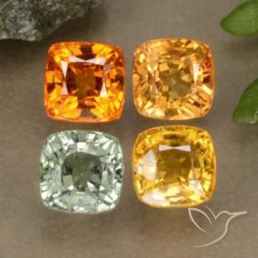 2.30カラットの天然マルチカラーサファイア（4.2×4.1 mm・クッションカット）