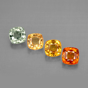 カラットの天然マルチカラーサファイア（4.1×4.1 mm・クッションカット）