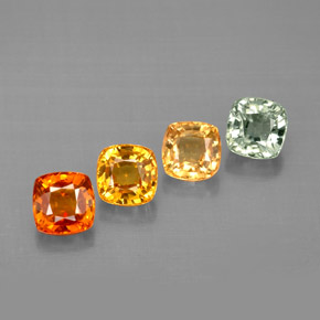 カラットの天然マルチカラーサファイア（4.1×4.1 mm・クッションカット）