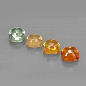 カラットの天然マルチカラーサファイア（4.1×4.1 mm・クッションカット）