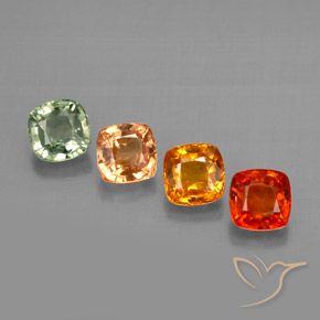 1.98カラットの天然マルチカラーサファイア（4.3×4.2 mm・クッションカット）