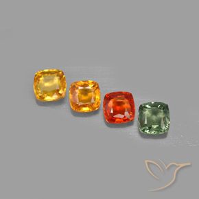 2.28カラットの天然マルチカラーサファイア（4.5×4.5 mm・クッションカット）