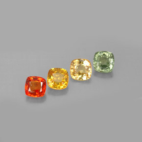1.67カラットの天然マルチカラーサファイア（4.1×4.1 mm・クッションカット）