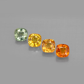 カラットの天然マルチカラーサファイア（4.1×4.1 mm・クッションカット）