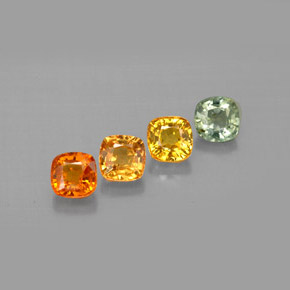 カラットの天然マルチカラーサファイア（4.1×4.1 mm・クッションカット）