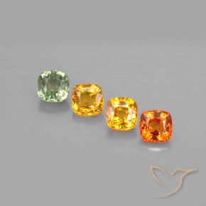 1.85カラットの天然マルチカラーサファイア（4.1×4.1 mm・クッションカット）