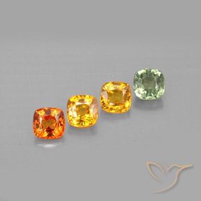 1.85カラットの天然マルチカラーサファイア（4.1×4.1 mm・クッションカット）