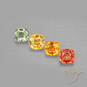 2.64カラットの天然マルチカラーサファイア（4.6×4.6 mm・クッションカット）