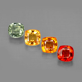 カラットの天然マルチカラーサファイア（4.5×4.4 mm・クッションカット）