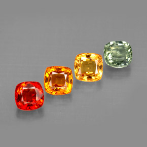カラットの天然マルチカラーサファイア（4.5×4.4 mm・クッションカット）