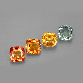 カラットの天然マルチカラーサファイア（4.7×4.6 mm・クッションカット）