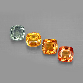 カラットの天然マルチカラーサファイア（4.7×4.6 mm・クッションカット）