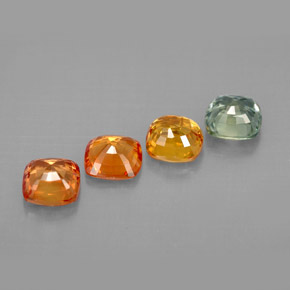 カラットの天然マルチカラーサファイア（4.7×4.6 mm・クッションカット）