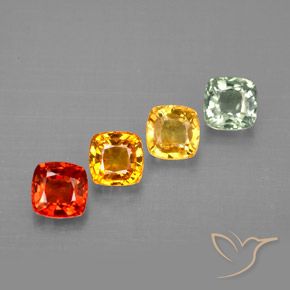 1.96カラットの天然マルチカラーサファイア（4.2×4.1 mm・クッションカット）