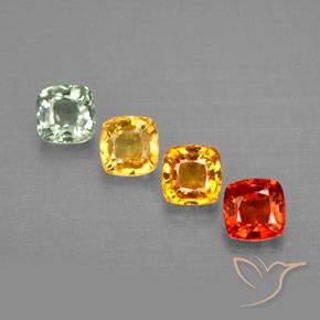 1.96カラットの天然マルチカラーサファイア（4.2×4.1 mm・クッションカット）
