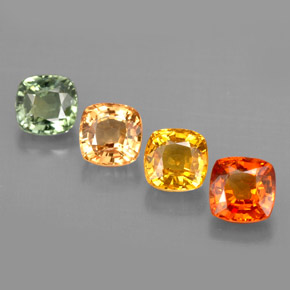 カラットの天然マルチカラーサファイア（4.6×4.6 mm・クッションカット）