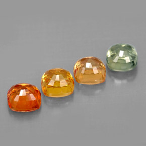 カラットの天然マルチカラーサファイア（4.6×4.6 mm・クッションカット）