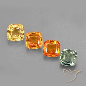 2.19カラットの天然マルチカラーサファイア（4.3×4.2 mm・クッションカット）