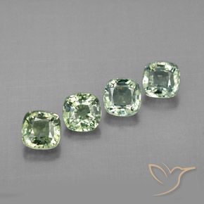1.72カラットの天然Light Sea Green   サファイア（4×3.9 mm・クッションカット）