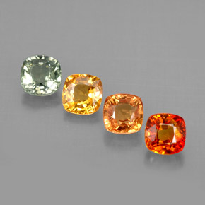 1.94カラットの天然マルチカラーサファイア（4.2×4.2 mm・クッションカット）