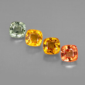 カラットの天然マルチカラーサファイア（4.1×4.1 mm・クッションカット）