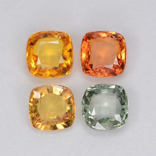 2.22カラットの天然マルチカラーサファイア（4.7×4.7 mm・クッションカット）