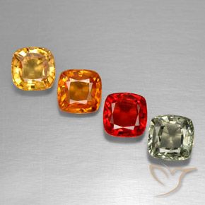 2.17カラットの天然マルチカラーサファイア（4.5×4.5 mm・クッションカット）