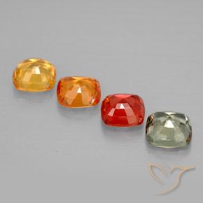 2.17カラットの天然マルチカラーサファイア（4.5×4.5 mm・クッションカット）
