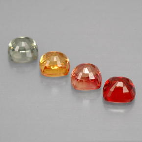 2.21カラットの天然マルチカラーサファイア（4.3×4.3 mm・クッションカット）