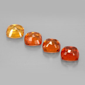 カラットの天然マルチカラーサファイア（4.5×4.5 mm・クッションカット）