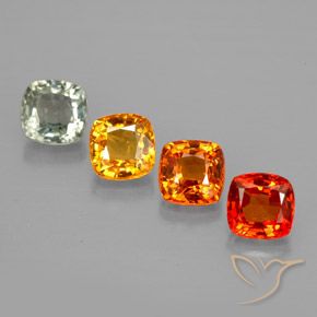 1.84カラットの天然マルチカラーサファイア（4.1×4 mm・クッションカット）