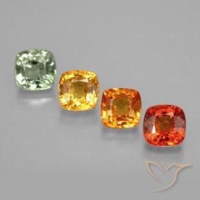 1.89カラットの天然マルチカラーサファイア（4.1×4.1 mm・クッションカット）