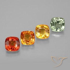 1.89カラットの天然マルチカラーサファイア（4.1×4.1 mm・クッションカット）