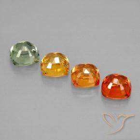 1.89カラットの天然マルチカラーサファイア（4.1×4.1 mm・クッションカット）