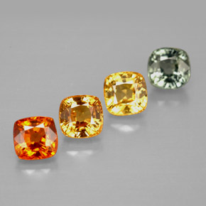 カラットの天然マルチカラーサファイア（4.1×4.1 mm・クッションカット）