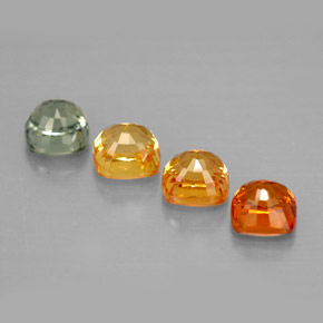 カラットの天然マルチカラーサファイア（4.1×4.1 mm・クッションカット）