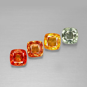 1.93カラットの天然マルチカラーサファイア（4.2×4.1 mm・クッションカット）