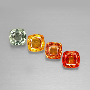1.93カラットの天然マルチカラーサファイア（4.2×4.1 mm・クッションカット）