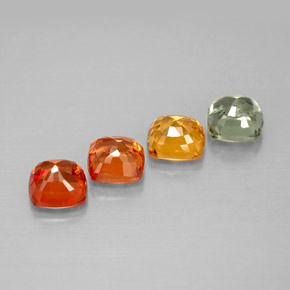 1.93カラットの天然マルチカラーサファイア（4.2×4.1 mm・クッションカット）