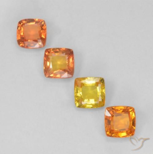1.80カラットの天然マルチカラーサファイア（4.1×4.1 mm・クッションカット）