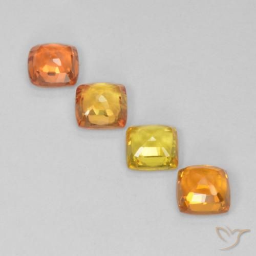 1.80カラットの天然マルチカラーサファイア（4.1×4.1 mm・クッションカット）