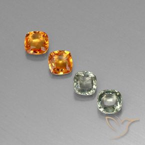 1.57カラットの天然マルチカラーサファイア（4.2×4.1 mm・クッションカット）