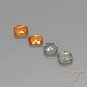1.57カラットの天然マルチカラーサファイア（4.2×4.1 mm・クッションカット）