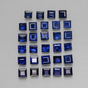 カラットの天然ディープブルーサファイア（2×1.9 mm・四角）