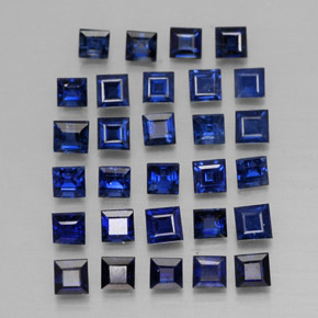 カラットの天然ディープブルーサファイア（2×1.9 mm・四角）