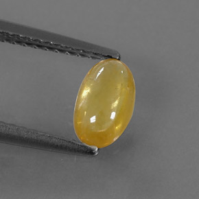 0.85カラットの天然ゴールデンイエローサファイア（7.4×4.5 mm・透明）