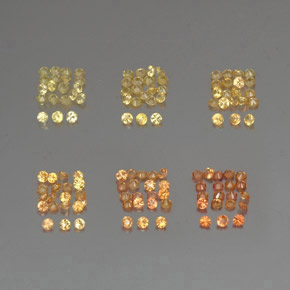 カラットの天然イエローオレンジサファイア（1.36 mm・ラウンドカット）